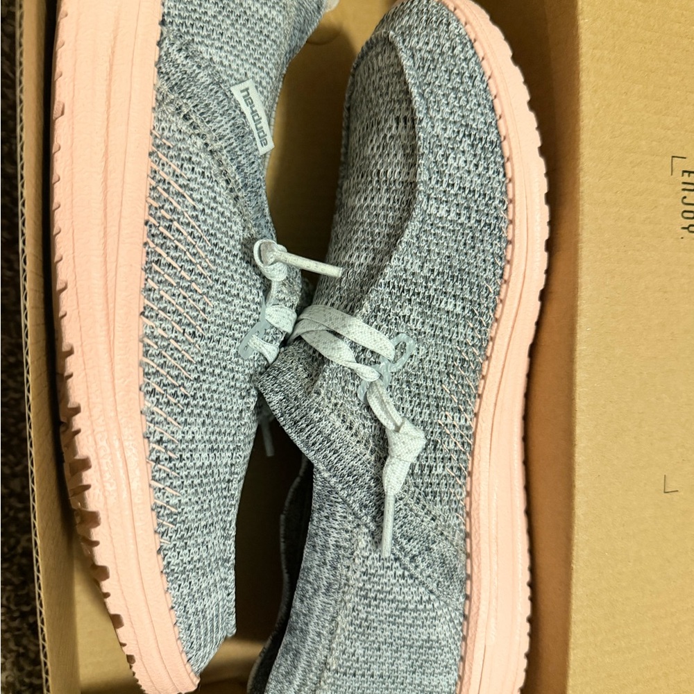 Hey Dude White and Pink Sneakers